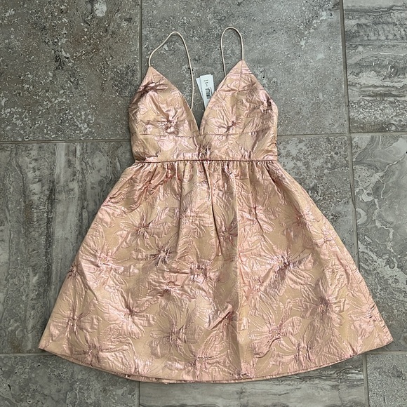 Alice+Olivia Foley Brocade Party Dress, Rose Gold, Revolve Size 0 New w/Tag $495 - Picture 14 of 16
